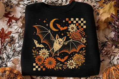 Vintage Flying Bat Halloween PNG SVG DesignDestine 