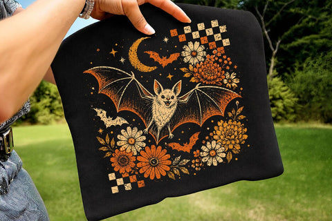 Vintage Flying Bat Halloween PNG SVG DesignDestine 