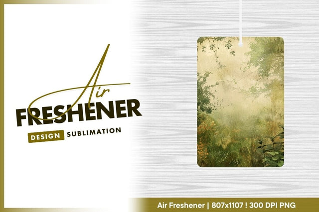 Vintage forest meadow background air freshener png Sublimation Regulrcrative 