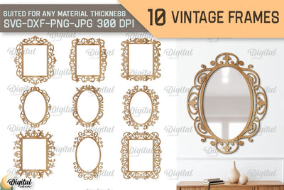 Vintage Frames SVG Bundle. Mirror Frames Laser Cut SVG Evgenyia Guschina 