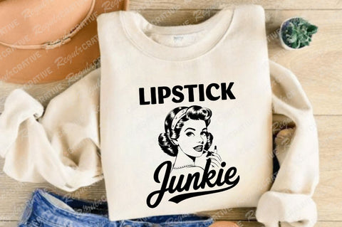 Vintage Funny Woman SVG, Lipstick junkie SVG PNG, Beauty Makeup Artist SVG, Funny SVG, SVG Shirt Design SVG Regulrcrative 