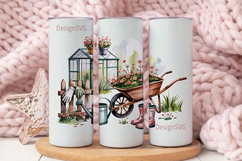Vintage Garden 20oz Tumbler Wrap Sublimation DesignSVG 