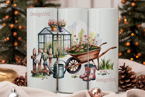 Vintage Garden 20oz Tumbler Wrap Sublimation DesignSVG 