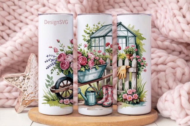 Vintage Garden 20oz Tumbler Wrap Sublimation DesignSVG 