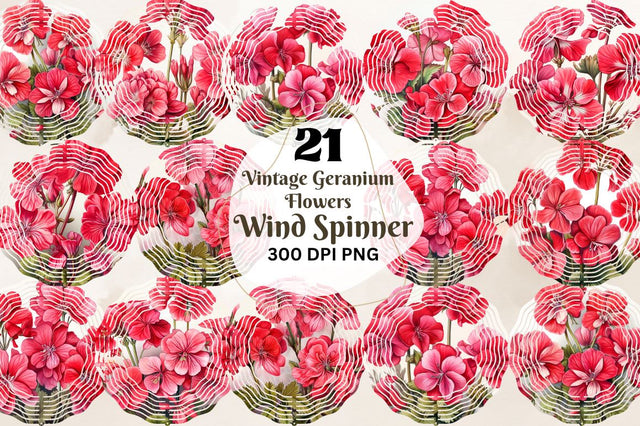 Vintage Geranium Flowers Wind Spinner Sublimation Bundle Sublimation Regulrcrative 