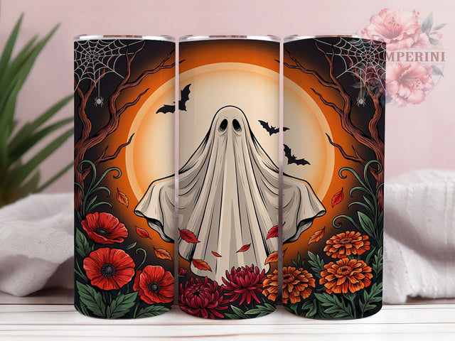Vintage Ghost Moon Poster 20oz Tumbler, Vintage Ghost, Moon Poster, Spooky Theme, Sublimation Wrap, 20oz Tumbler, Retro Aesthetic, Gothic Design Sublimation Li Zamperini 