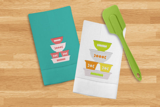 Vintage Glass Bakeware Stack Mini Embroidery Embroidery/Applique DESIGNS Risa Rocks It 