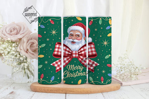 Vintage Glitter Santa 20oz Tumbler Wrap Sublimation sassyprint 