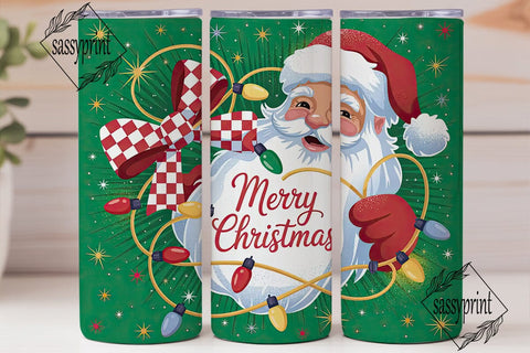 Vintage Glitter Santa 20oz Tumbler Wrap Sublimation sassyprint 