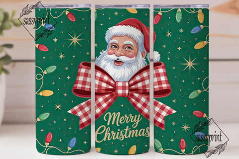Vintage Glitter Santa 20oz Tumbler Wrap Sublimation sassyprint 