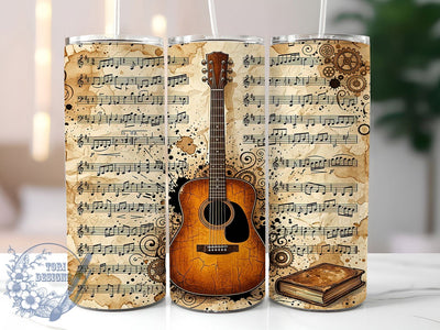 Vintage Guitar Parchment 20oz Tumbler, Vintage Guitar, Guitar Parchment, Parchment Tumbler, Guitar Tumbler, 20oz Tumbler, Music Tumbler, Tumbler Wrap Sublimation ToriDesigns 