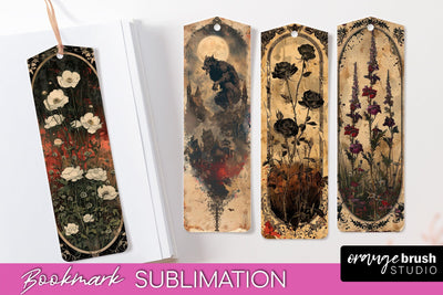 Vintage Halloween Bookmark - Printable Scrapbook Bookmarks Sublimation OrangeBrushStudio 