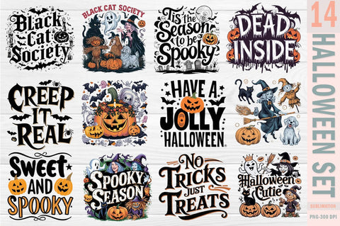 Vintage Halloween Bundle, Halloween Quotes T-shirt SVG FiveStarCrafting 