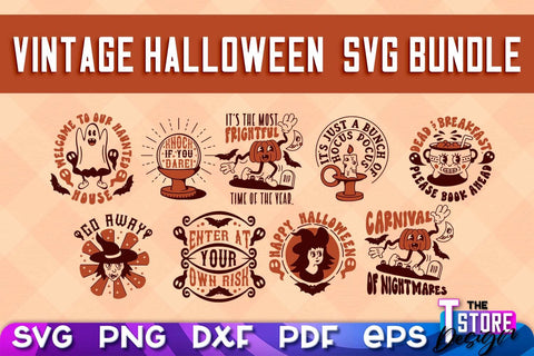 Vintage Halloween Bundle | Spooky Season | Halloween Sign | SVG Files SVG The T Store Design 