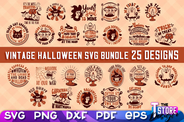 Vintage Halloween Bundle | Spooky Season | Halloween Sign | SVG Files SVG The T Store Design 