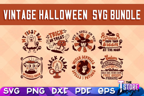 Vintage Halloween Bundle | Spooky Season | Halloween Sign | SVG Files SVG The T Store Design 
