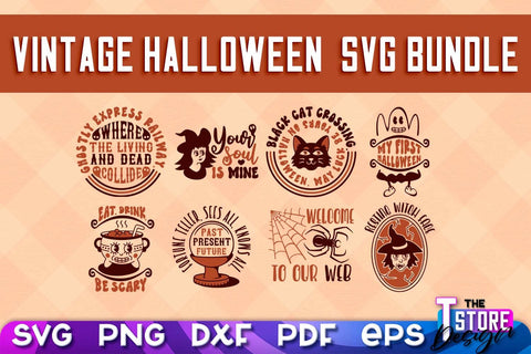 Vintage Halloween Bundle | Spooky Season | Halloween Sign | SVG Files SVG The T Store Design 