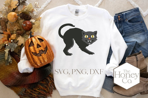 Vintage Halloween Cat SVG PNG DXF Cut File Laser Cutting SVG The Honey Company 