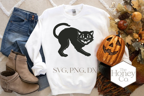 Vintage Halloween Cat SVG PNG DXF Cut File Laser Cutting SVG The Honey Company 