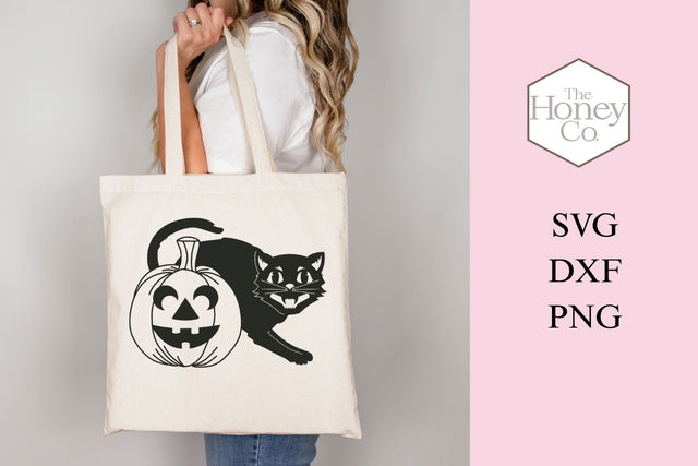 Vintage Halloween Cat SVG PNG DXF Cut File Laser Cutting SVG The Honey Company 