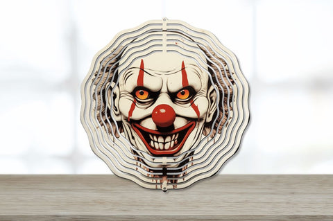 Vintage Halloween Clown Face Wind Spinner Sublimation Regulrcrative 