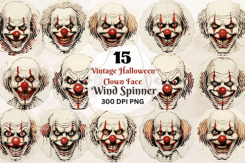 Vintage Halloween Clown Face Wind Spinner Sublimation Regulrcrative 