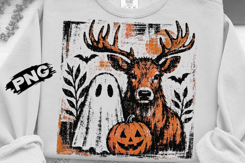 Vintage Halloween Deer Ghost PNG Design SVG DesignDestine 