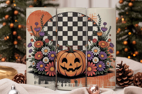 Vintage Halloween Floral 20oz Tumbler Sublimation DesignSVG 