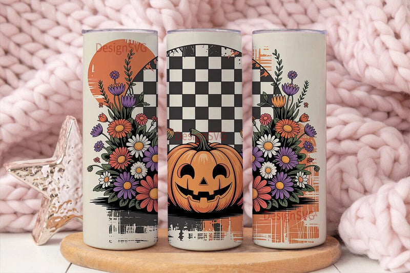 Vintage Halloween Floral 20oz Tumbler Sublimation DesignSVG 