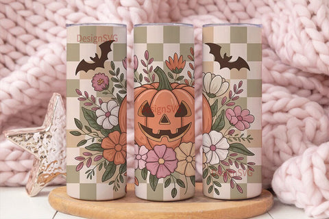 Vintage Halloween Floral 20oz Tumbler Sublimation DesignSVG 