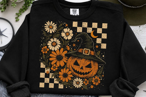Vintage Halloween Floral Pumpkin PNG Sublimation SVG DesignDestine 