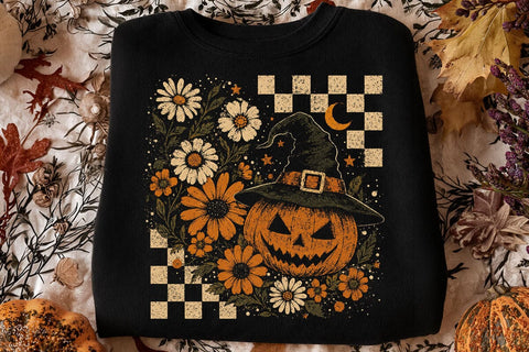 Vintage Halloween Floral Pumpkin PNG Sublimation SVG DesignDestine 