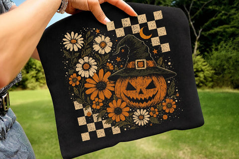 Vintage Halloween Floral Pumpkin PNG Sublimation SVG DesignDestine 