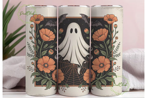 Vintage Halloween Ghost 20oz Tumbler Sublimation PixelChick 
