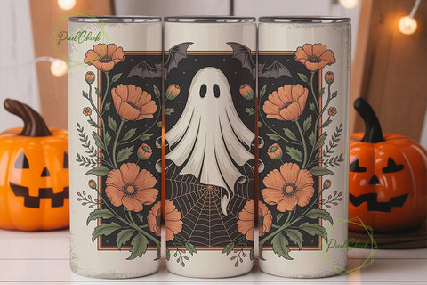 Vintage Halloween Ghost 20oz Tumbler Sublimation PixelChick 