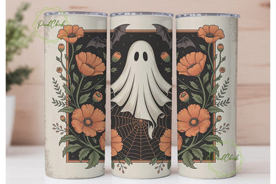 Vintage Halloween Ghost 20oz Tumbler Sublimation PixelChick 