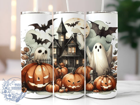 Vintage Halloween Ghosts 20oz Skinny Tumbler PNG, Retro Ghost Tumbler Sublimation Wrap, Straight & Tapered Tumbler Wrap, Instant Digital Download Sublimation ToriDesigns 