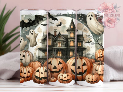 Vintage Halloween Ghosts 20oz Tumbler Wrap PNG, Retro Halloween Tumbler PNG Sublimation Design, Straight & Tapered Tumbler Wrap, Instant Digital Download Sublimation Li Zamperini 