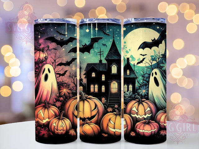 Vintage Halloween Ghosts 20oz Tumbler Wrap Sublimation Design, Straight Tapered Tumbler Wrap, Halloween Ghost Tumbler Png, Instant Digital Download Sublimation SvggirlplusArt 