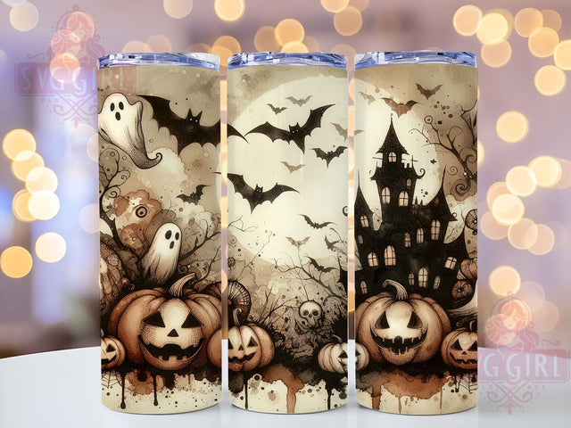 Vintage Halloween Ghosts 20oz Tumbler Wrap Sublimation Design, Straight Tapered Tumbler Wrap, Halloween Ghost Tumbler Png, Instant Digital Download Sublimation SvggirlplusArt 