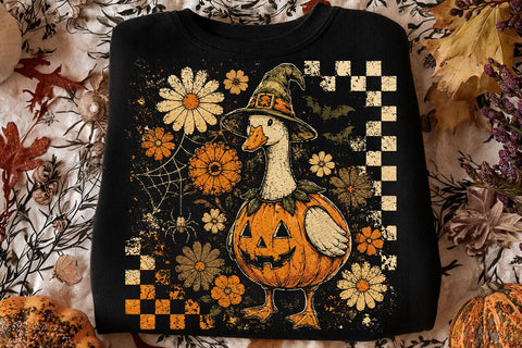 Vintage Halloween Goose PNG Bundle Retro Spooky Goose Sublimation Design Witch Goose Ghost Goose Pumpkin Duck PNG Halloween Shirt Design SVG DesignDestine 