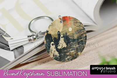 Vintage Halloween Keychain Sublimation, Spooky Keychain PNG Sublimation OrangeBrushStudio 