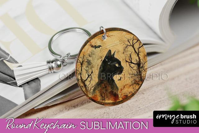 Vintage Halloween Keychain Sublimation, Spooky Keychain PNG Sublimation OrangeBrushStudio 