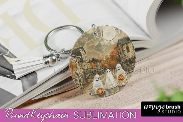 Vintage Halloween Keychain Sublimation, Spooky Keychain PNG Sublimation OrangeBrushStudio 