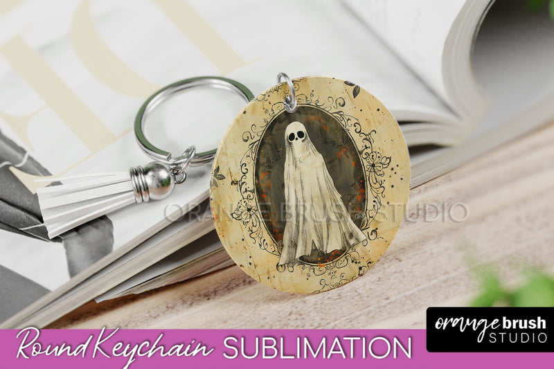 Vintage Halloween Keychain Sublimation, Spooky Keychain PNG Sublimation OrangeBrushStudio 