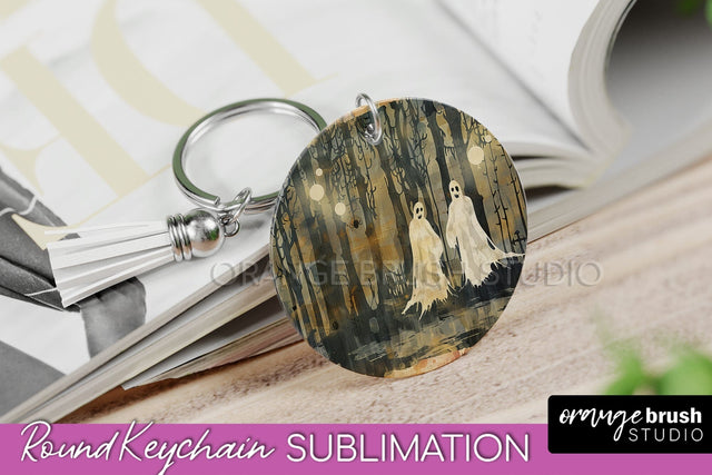 Vintage Halloween Keychain Sublimation, Spooky Keychain PNG Sublimation OrangeBrushStudio 