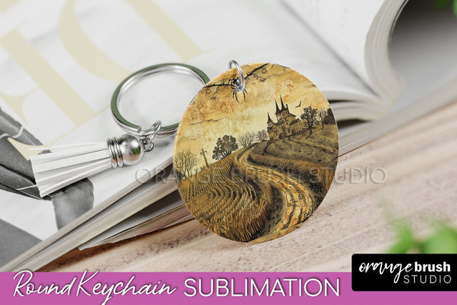 Vintage Halloween Keychain Sublimation, Spooky Keychain PNG Sublimation OrangeBrushStudio 