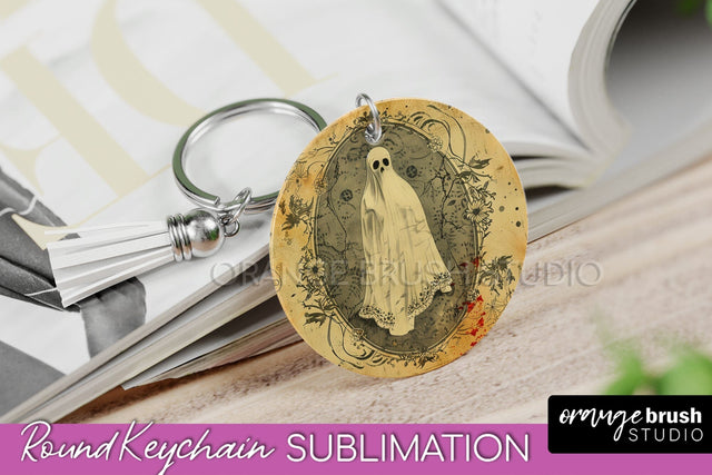 Vintage Halloween Keychain Sublimation, Spooky Keychain PNG Sublimation OrangeBrushStudio 