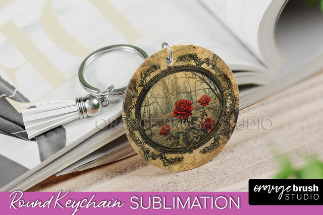 Vintage Halloween Keychain Sublimation, Spooky Keychain PNG Sublimation OrangeBrushStudio 