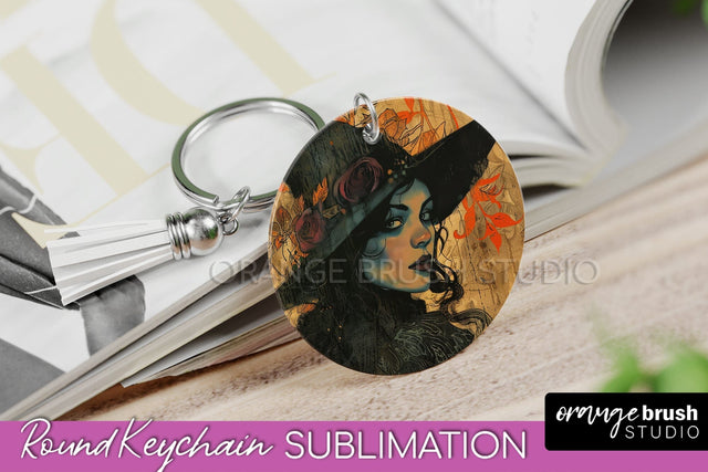 Vintage Halloween Keychain Sublimation, Spooky Keychain PNG Sublimation OrangeBrushStudio 